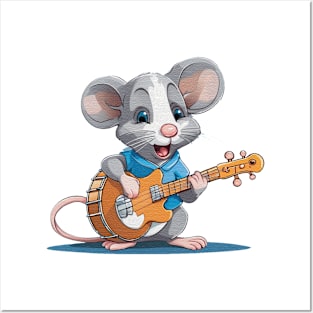 mouse playing a guitars Posters and Art